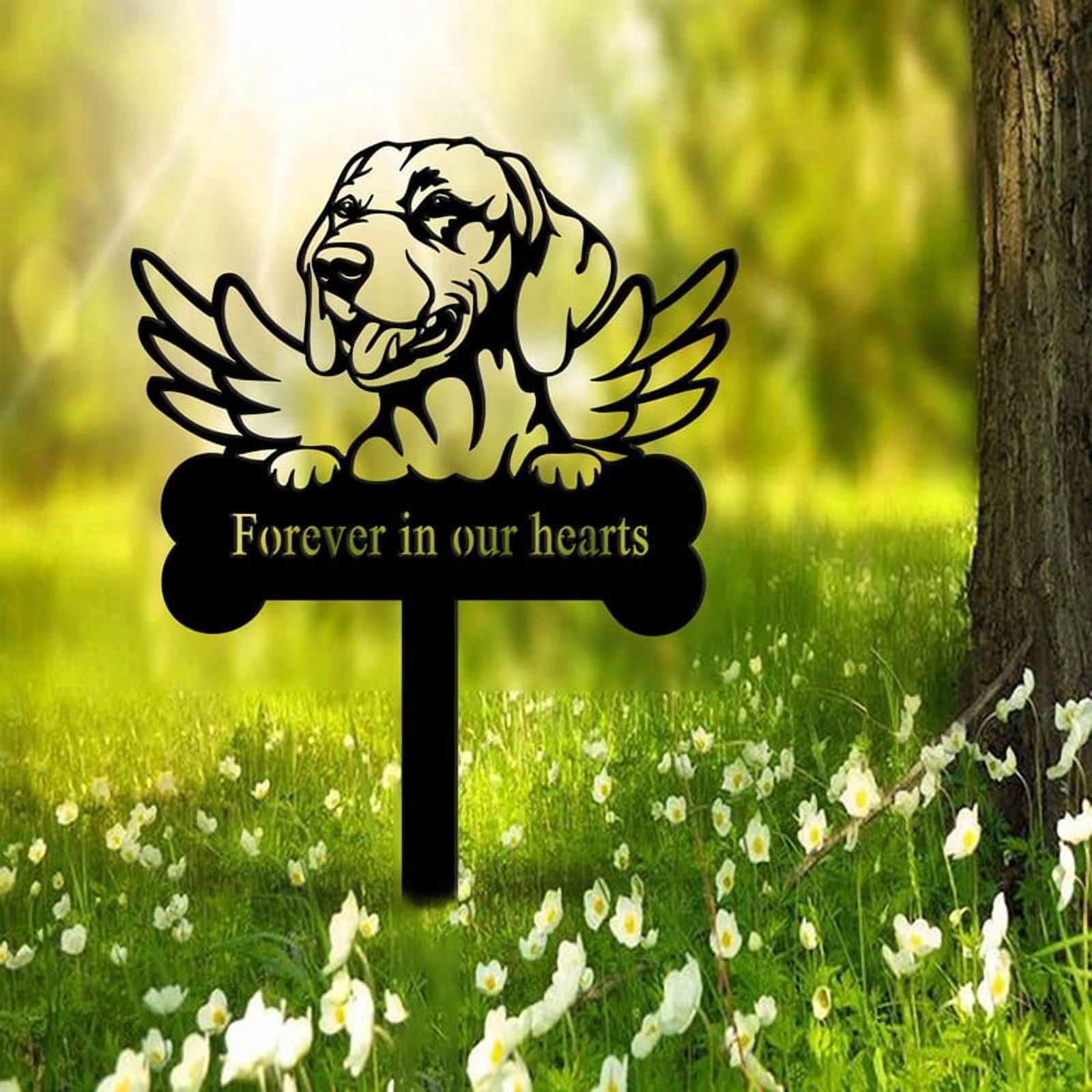 Memorial Pet Dog Stakes Grave Decorations for Cemetery Sign Plaque Metal Sympathy Grave Marker Stake Garden Decoration Yard Outdoor
