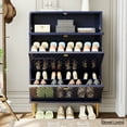 thumbnail image 5 of Boyel Living Shoe Cabinet Blue 24 Pair Entryway Shoe Storage Organizer Flip Drawers for Bedroom Closet Shoe Rack Shelf Organizer Modern Wooden Storage Shoe Organizer Cabinet, 5 of 10