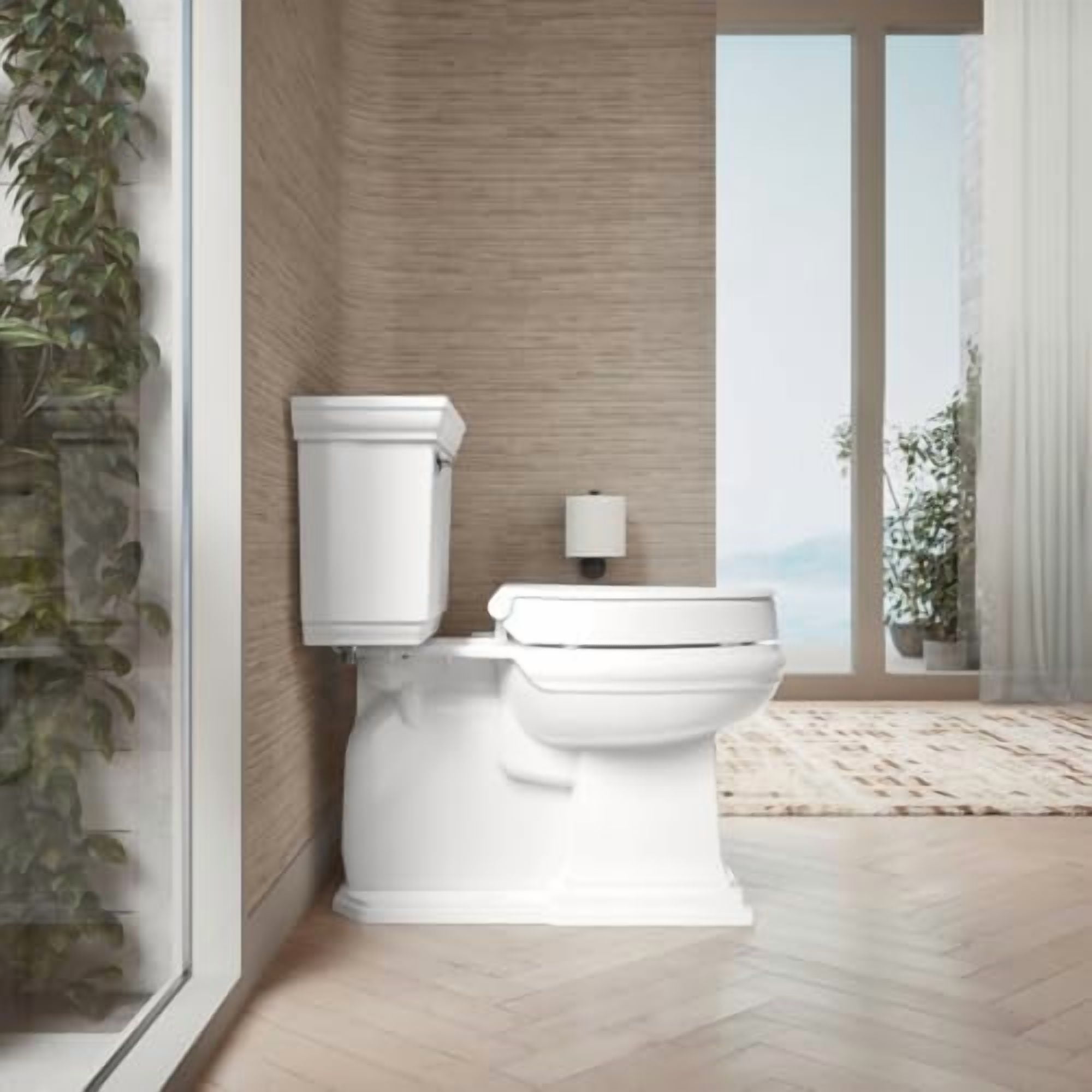 25875-0 Hyten 3" Height, Elevated Soft Close Elongated Toilet Seat, Contoured Seat with Grip-Tight Bumpers, Quick-Attach Hardware, No Slam Toilet Seat, White