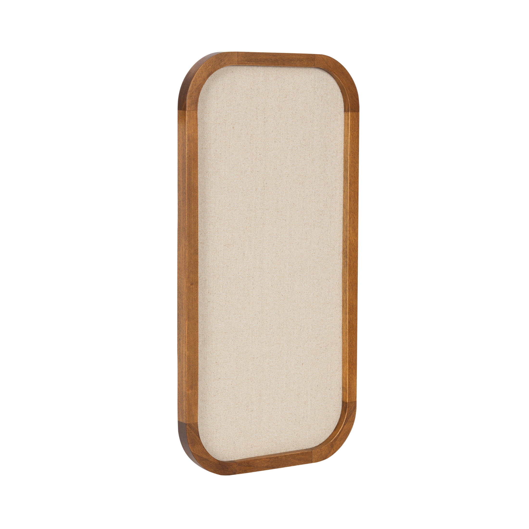 Kate and Laurel Hutton Transitional Wall Pinboard, 12 x 24, Natural Rustic, Modern Rounded Rectangle Wall Organizer for Use as Cork Board, Vision Board, or Bulletin Board