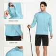 thumbnail image 4 of zfwon Mens Hoodies Long Sleeve Sun Protection Tops with Hooded Thin Quick Dry Outdoor Elastic Running Sports Tops Lightweight Breathable Cooling Hiking Pullover Summer, 4 of 7