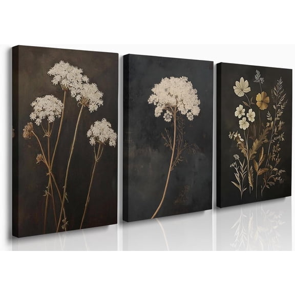 FCCUYE Boho Sage Green Neutral Botanical Wall Art Set of 3,Farmhouse Plant Wall Decor Leaf Flower Line Canvas Wall Art,Minimalist Green Boho Theme Art Botanical Floral Print Paintings Framed 12"x16"