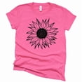 thumbnail image 3 of Women's Summer Sunflower T Shirt Cute Flower Graphic Loose Tees Crew Neck Short Sleeve Casual Tops (Dark Pink-2X Large), 3 of 5