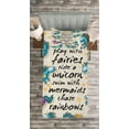 thumbnail image 3 of Ambesonne Unicorn Quilted Bedspread Set 2 Pcs, Rainbow Stars, Twin Size, Beige Teal Blue, 3 of 3