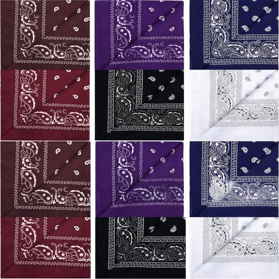 100% Cotton Large Bandanas, Unisex Square Scarf and Headbands, Washable Durable 21.26 x 21.26 Inch Multi‑Purpose Daily Use Head Wraps