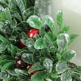 thumbnail image 2 of 11" Boxwood and Berry Silver Tipped Christmas Hurricane Pillar Candle Holder, 2 of 3