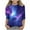 E151-Purple, variant on Girls Starry Night 3/4 Sleeve Cotton T-Shirt Galaxy Print Long Sleeve Crew Neck Top Cool Shirt for Summer Sizes 3-12