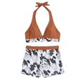 thumbnail image 1 of Aayomet Swimsuit Women Striped Split Bathing Suit Bikini Set (Khaki, L), 1 of 5