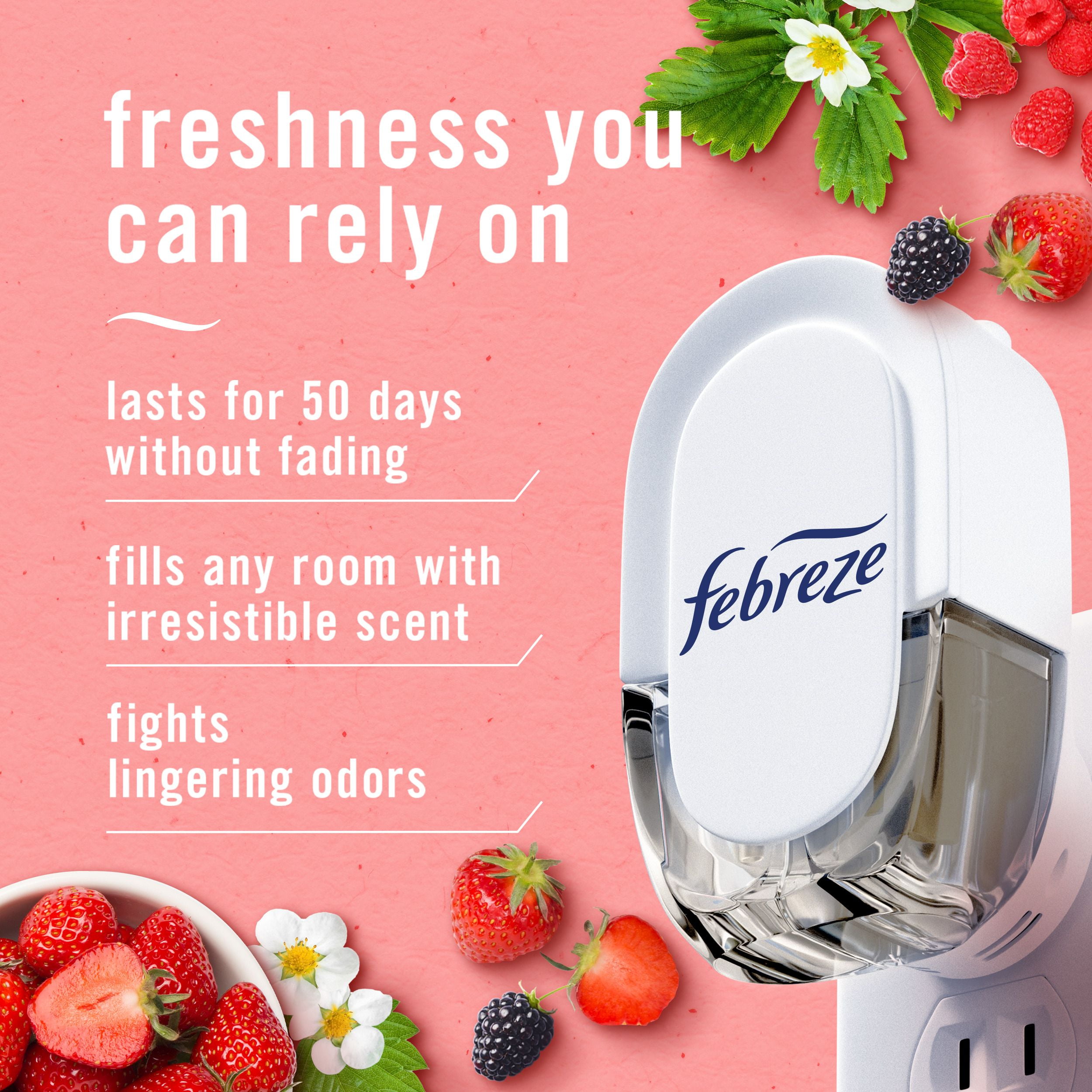Febreze Plug In Air Freshener, Odor-Fighting Scented Oil Refill, Berry & Bramble, 2 Refills