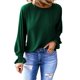 thumbnail image 1 of Blusa de manga larga con volantes para mujer, jersey verde con cuello redondo, talla M, primavera/otoño, 1 of 6