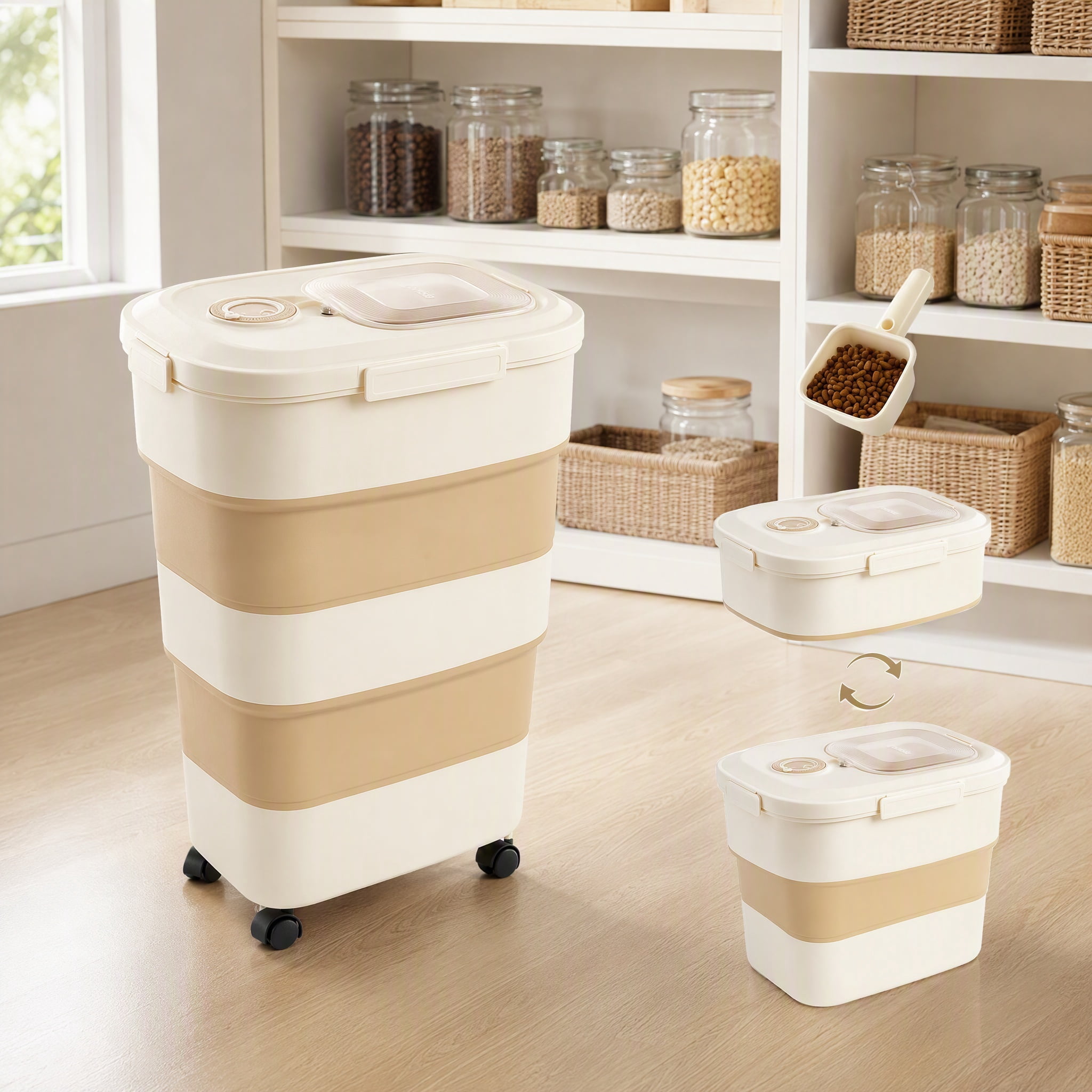 Yamazaki Home Rolling Airtight Pet Food Container, Extra Large