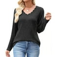 thumbnail image 2 of PFRNLF V Neck Sweaters for Women No Boundarie Lightweight Long Sleeve Tunic Tops Casual Knit Pullover Sweater, 2 of 7