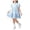 Blue, variant on hoksml Girls Puff Short Sleeve Ruffle Neck Dress, Back to School Outfit for Kids, Breathable Cotton, Soft Tiered Ruffle Hem Dress