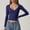 Navy, variant on LINGLANG Womens Long Sleeve V-Neck T-Shirt with Built-in Bra Double Seamless Support Crop Top Slim Fit Seam Cup Yoga Shirt Athletic Activewear
