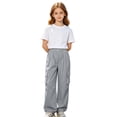 thumbnail image 3 of jiaxiM Girls Parachute Pants Kids Elastic Waist Wide Leg Cargo Pants Y2K Street Baggy Trousers with Pockets, 3 of 9