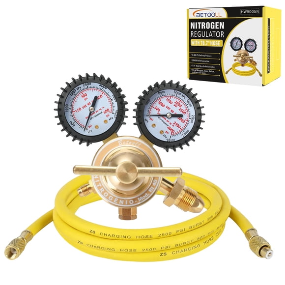 Regulador de nitrógeno BETOOLL con manguera de 78,7 cm, 0-600 PSI