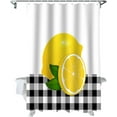 thumbnail image 5 of Yellow Lemon Summer Shower Curtain, Black White Plaid Shower Curtain Set with Hooks, Spring Summer Waterproof Fabric Shower Curtains for Bathroom Decor, 36x72 Inch Bath Curtain, 5 of 6