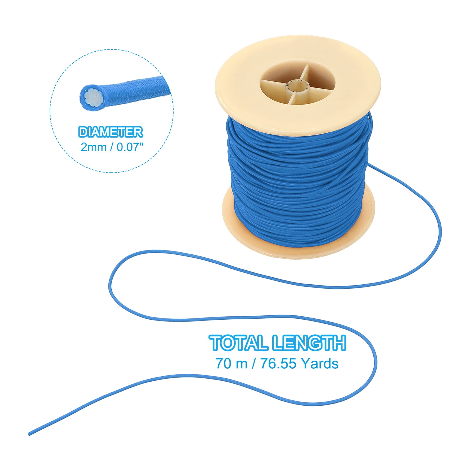 Uxcell Elastic Cord, 2 mm Stretchy Elastic String 77 Yards for Jewelry Making, Necklaces, Beading and Crafts DIY, Blue