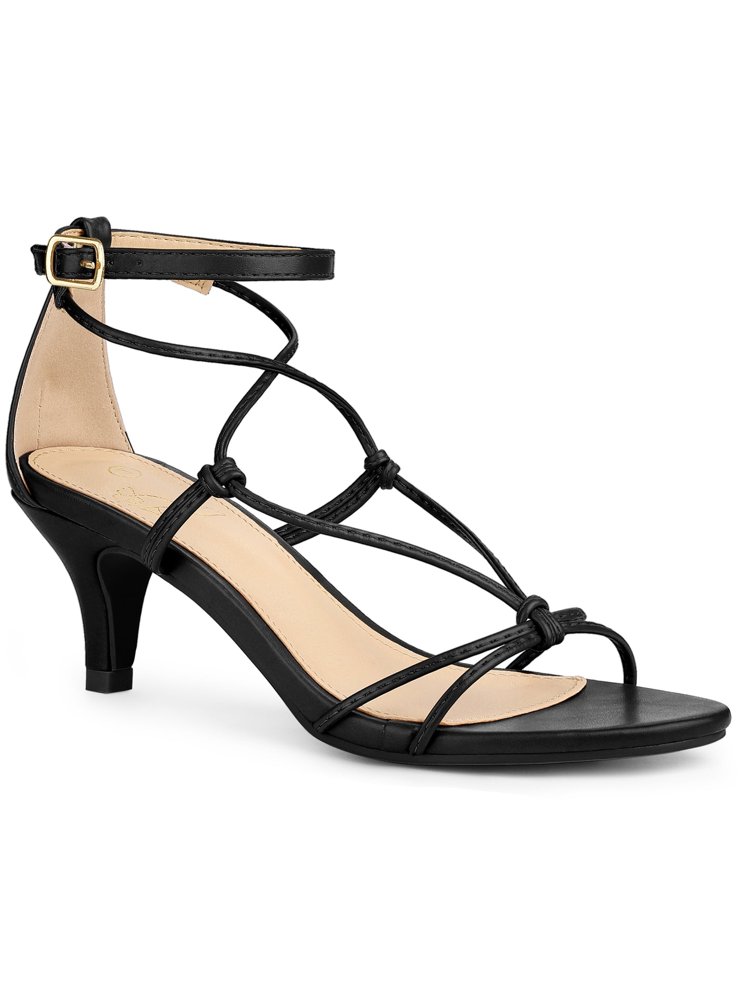 Perphy Strappy Knot Ankle Strap Kitten Heel Sandals for Women
