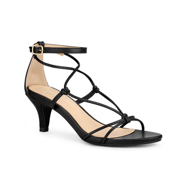 Perphy Strappy Knot Ankle Strap Kitten Heel Sandals for Women
