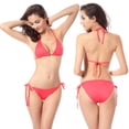 thumbnail image 3 of Summer Women Halter Bandage Bikini Set Two-piece Solid Color Swimsuit Swimwear, 3 of 7