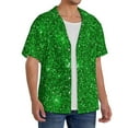 thumbnail image 4 of Balery Green Glitter Men's Casual Button Down Shirt Short Sleeve Textured Summer Cuban Beach Shirts-Small, 4 of 7