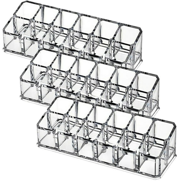 Gymnture 3pcs 12-Slot Lipstick Organizer Lipstick Holder Lip Gloss Organizer Desktop Holder