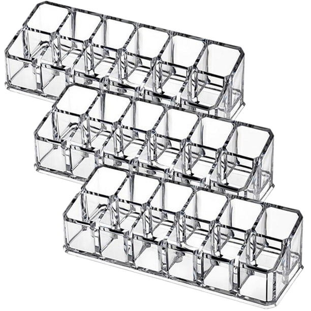 Organizador de lápiz labial de 3 piezas con 12 ranuras, soporte para lápiz labial, organizador de brillo labial, soporte de escritorio