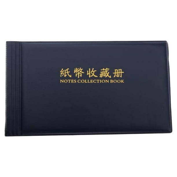 Advancent Álbum de billetes PU 30 páginas 60 bolsillos papel dinero moneda coleccionable libro carpeta recibo foto moneda almacenamiento Almacenamiento y organización del hogar Azul