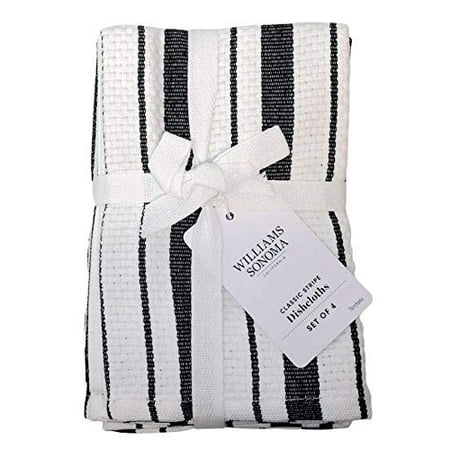 Williams-Sonoma Classic Striped Dishcloths, Dishrags, Jet Black (Set of 4)
