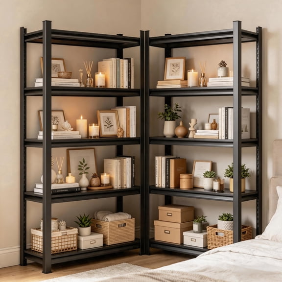 5-Tier Bookcase, Heavy Duty Metal Bookshelf, Freestanding Rust-Resistant Book Storage, Adjustable Multi-Layer Book Shelving, 3020lb, Reinforced Frame, Easy Assemble, Shelves for Home Office Study