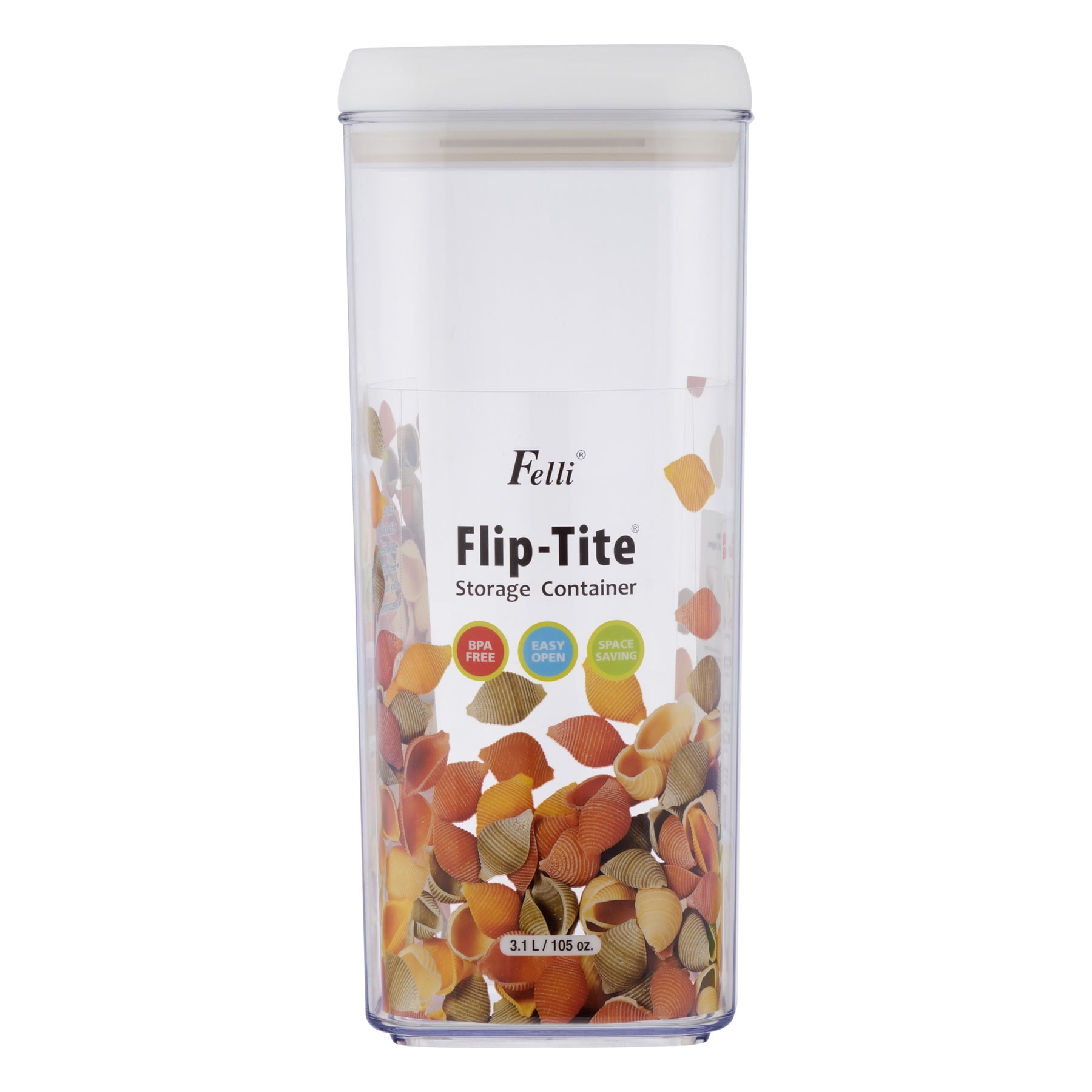 Felli Flip Tite Airtight Food Storage Container with Lid 4” REGULAR-L Lock  Top, Stackable Square Acrylic Canister for Kitchen Pantry Cupboard
