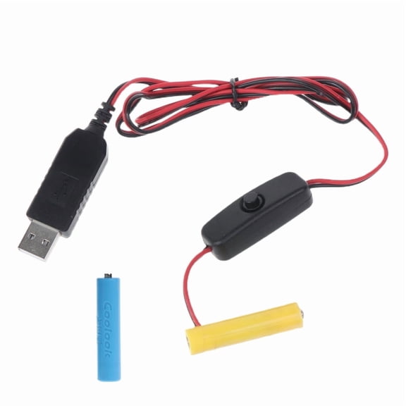 AAA Dummy Battery Adapter USB Power Supply Cable Replace 2 AAA Battery for LED