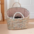 thumbnail image 4 of Boho Fabric Storage Basket, Quilted Floral Print Fabric Storage Basket with Reinforced Handles, Collapsible Quilted Laundry Basket Organizer Bin for Bedroom Closet Home Decor Car Storage Picnic,L, 4 of 14