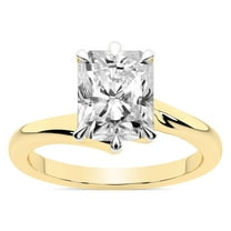 IGI Certified 2 Carat Radiant Shape Lab Grown Diamond Engagement Ring | 14K Yellow Gold | Seraphina Twist Prongs Solitaire Diamond Ring | FG-VS1-VS2 Quality Friendly Diamonds