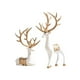 thumbnail image 2 of Adornos navideños de ciervos, juego de 2 piezas. Esculturas de renos de resina en dorado, negro y blanco para decoración navideña del hogar. Elegantes exhibic NCHKUN, 2 of 9