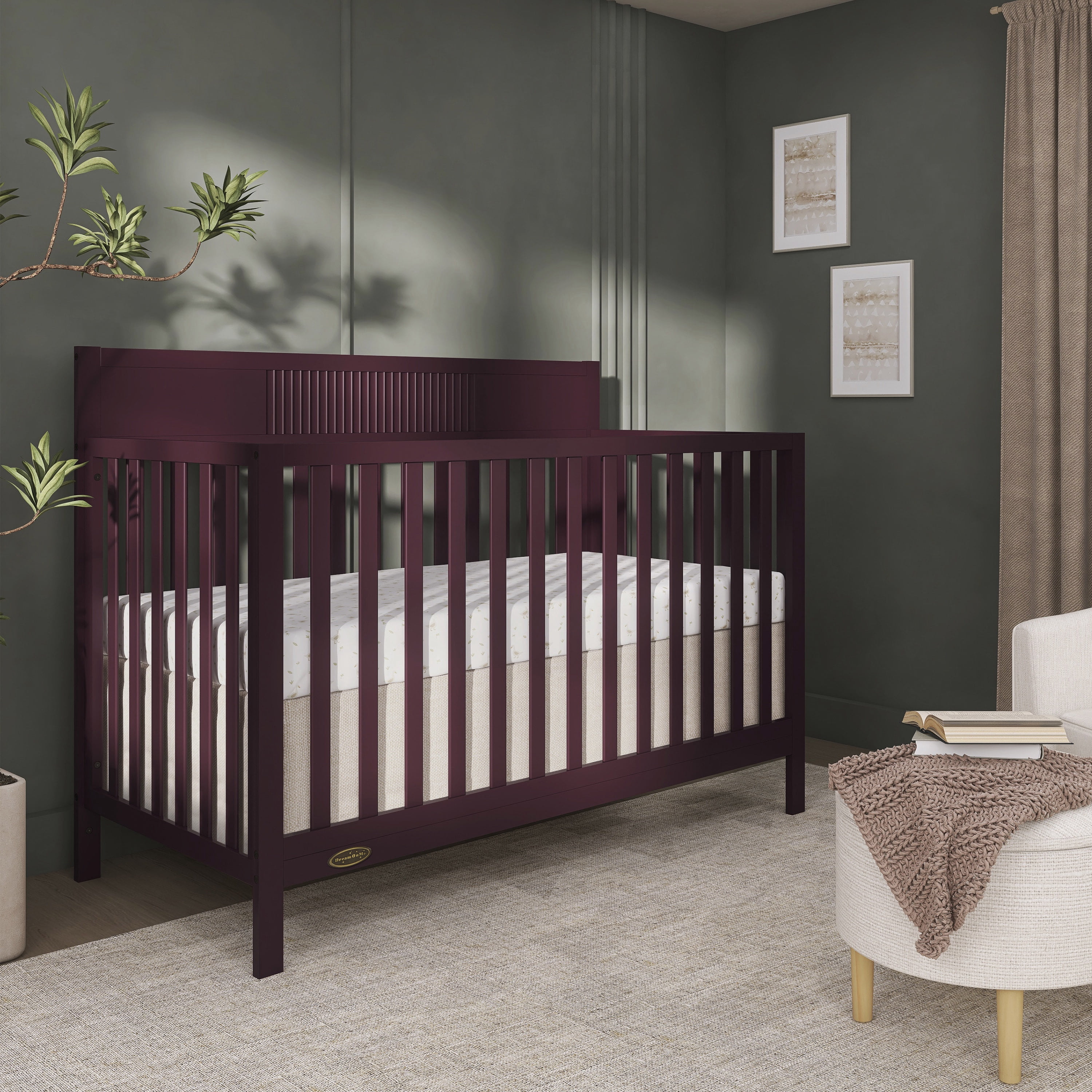 Dream On Me Ivy 5 in 1 Convertible Full-size Crib, Greenguard Gold & JPMA Certified, Converts from Baby Crib to Toddler Bed, Day Bed, Kids Bed and Full-size Bed, Auburn