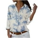 thumbnail image 1 of Camisetas de Mujer Casual, Manga Larga Impresa Solapa Botón Arriba Blusa, Ajuste Regular Poliéster Superior, 1 of 5
