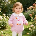 thumbnail image 5 of Baby Girl Fall Winter Bubble Romper Infant Long Sleeve Bodysuit for 6-12 Months 12-24 Months Baby Pink,6-12 Months, 5 of 9