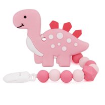 HAOAN Baby Teething Toys, Silicone Baby Teether Pacifier Clip for 0-6 6-12 Months (Pink)