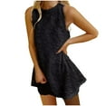 thumbnail image 2 of Wycnly Formal Dresses for Women Casual Plus Size Loose Cotton Linen Tank Mini Sundress Sleeveless Round Neck Solid 2024 Summer Short Dress Black XXL, 2 of 6