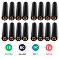 thumbnail image 4 of 16 Rouleaux 18 Pouces x 1500 Pieds Film Extensible 80 Gauge Film Rétractable Robuste, Extra Fort 18 Pouces Noir Film Extensible pour les Mains, Lot de 16 Rouleaux, 4 of 4