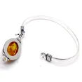 thumbnail image 3 of 925 Sterling Silver Baltic Amber Gemstone Handmade Jewelry Cuff Bracelet Siz-ADJ, 3 of 4