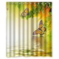 thumbnail image 1 of EREHome Papillon Vert Branche Eau Claire Rideau de Douche Tissu Polyester Salle de Bain Rideau Décoratif Taille 60x72 Pouces, 1 of 1