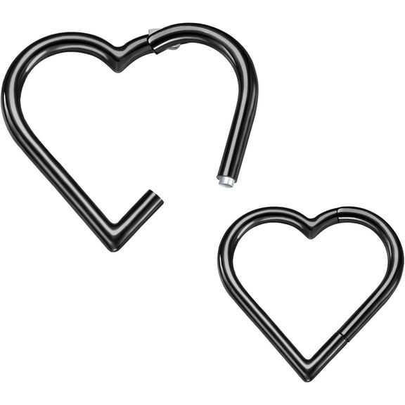 2 Pcs G23 Titanium Heart Daith Piercing Jewelry Rook Tragus Clicker Ring Cartilage Earrings 16G