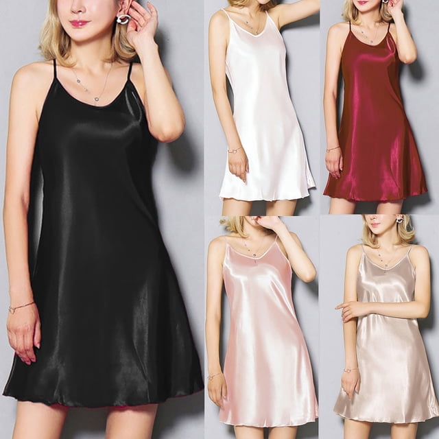 Ukumplol Chemises de Nuit pour Femmes Ensembles de Pyjama Grande Taille Vêtements de Nuit sous-Vêtements Satin Saint-Valentin Pyjamas Vêtements de Nuit Rouges L