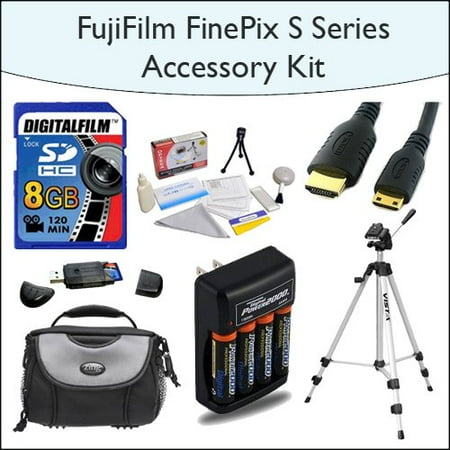 8GB Accessory Kit Including 8GB SDHC High Speed Memory Card with Card Reader, Tripod, Deluxe Camera Bag, Mini HDMI Cable, 4x AA Rechargable Batteries, Opteka 5 Piece Lens Cleaning Kit for Fuji FinePix 8GB Accessory Kit Including 8GB SDHC High Speed Memory Card with Card Reader, Tripod, Deluxe Camera Bag, Mini HDMI Cable, 4x AA Rechargable Batteries, Opteka 5 Piece Lens Cleaning Kit for Fuji FinePix
