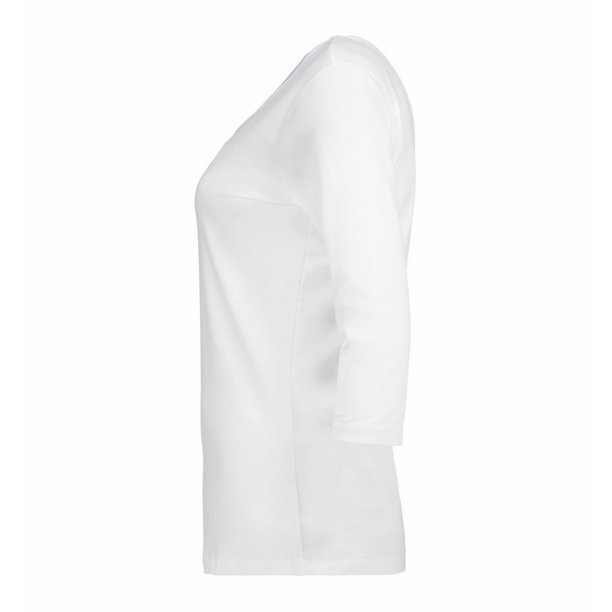 ID Camiseta elástica ajustada con mangas 3/4 para mujer/señora (Negro)