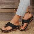 thumbnail image 3 of Platform Flip Flops for Women Bohemian Flower Hollow out Orthopedic Sandals Comfy Arch Support Footbed Slides Wedges Heels Slip on Beach Shoes Black Size 9, 3 of 6