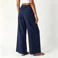 thumbnail image 5 of Khunlpohl Cotton Linen Pants for Womens Wide Legs Elastic Waist Palazzo Casual Pant Tied Loose Trendy Trousers with Pockets, 5 of 7